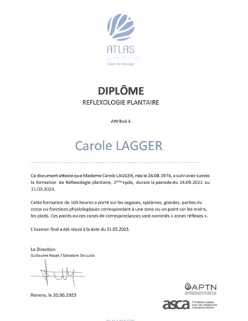 Diplôme de réflexologie plantaire
